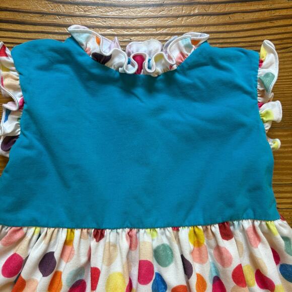 Chick and Chap blue colorful polka dot ruffle sleeveless toddler dress SIZE 3T - Picture 2 of 6